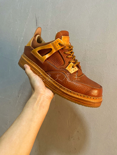 新款固特异野牛皮AJ4复古板鞋男手工缝制鞋真皮大底防滑橡胶休闲