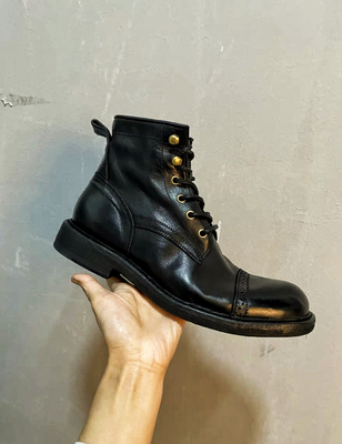 重水洗马皮8111伞兵靴固特异手工机车骑士靴英伦复古男真皮马丁靴