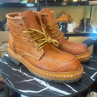 重工野牛皮875工装靴固特异手工鞋高帮马丁靴复古真皮底男靴户外