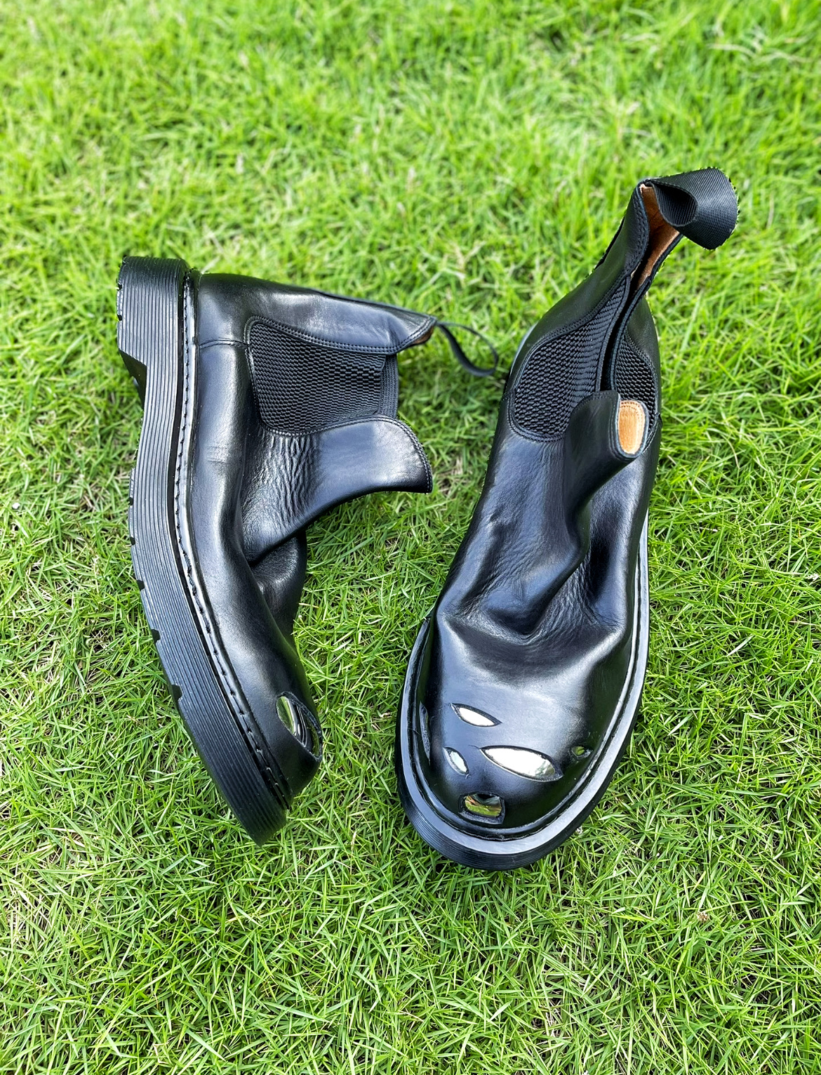 固特异手工切尔西男靴植鞣牛皮屡空钢头时装靴真皮厚底英伦风男鞋