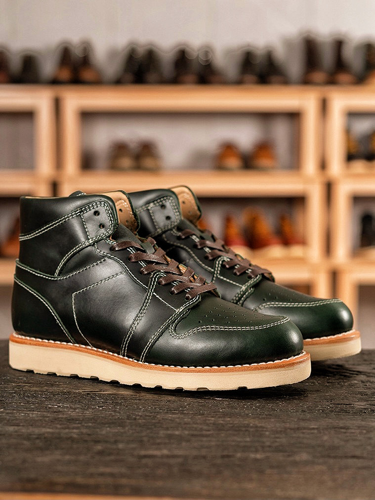 固特异植鞣革高帮AJ板鞋美式复古球鞋厚底真皮马丁靴男款手工缝制