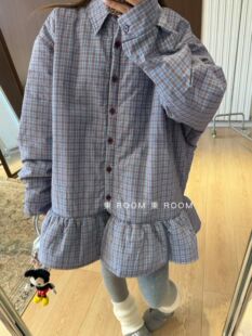 東ROOM2026秋冬新款韩版宽松休闲百搭格子加棉衬衫女长袖衬衣上衣