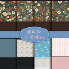 【1:12娃屋墙纸】[墙裙墙纸2]盲盒/ob11手办室内欧式展示收纳背景