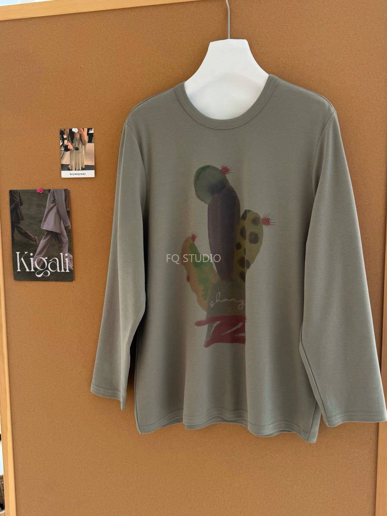 fan仙人掌长袖打底T