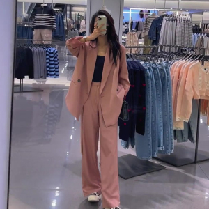 欧货西服套装女2023春季新款宽松高级感西装外套阔腿裤气质两件套
