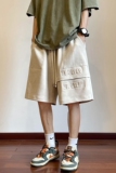 2023美式重磅鹿皮绒钢印短裤夏季宽松大码五分裤KH111P48控68，男装休闲裤，电商A341