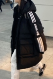 冬装棉服连帽拼接印花长款情侣棉衣外套H591P168男类控198，男装棉衣，电商A341