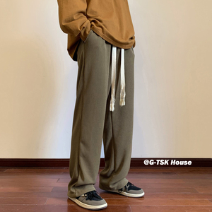 A341 秋装新款 坑纹卫裤抽绳宽松休闲裤长裤 KH10 P48控65 男图片