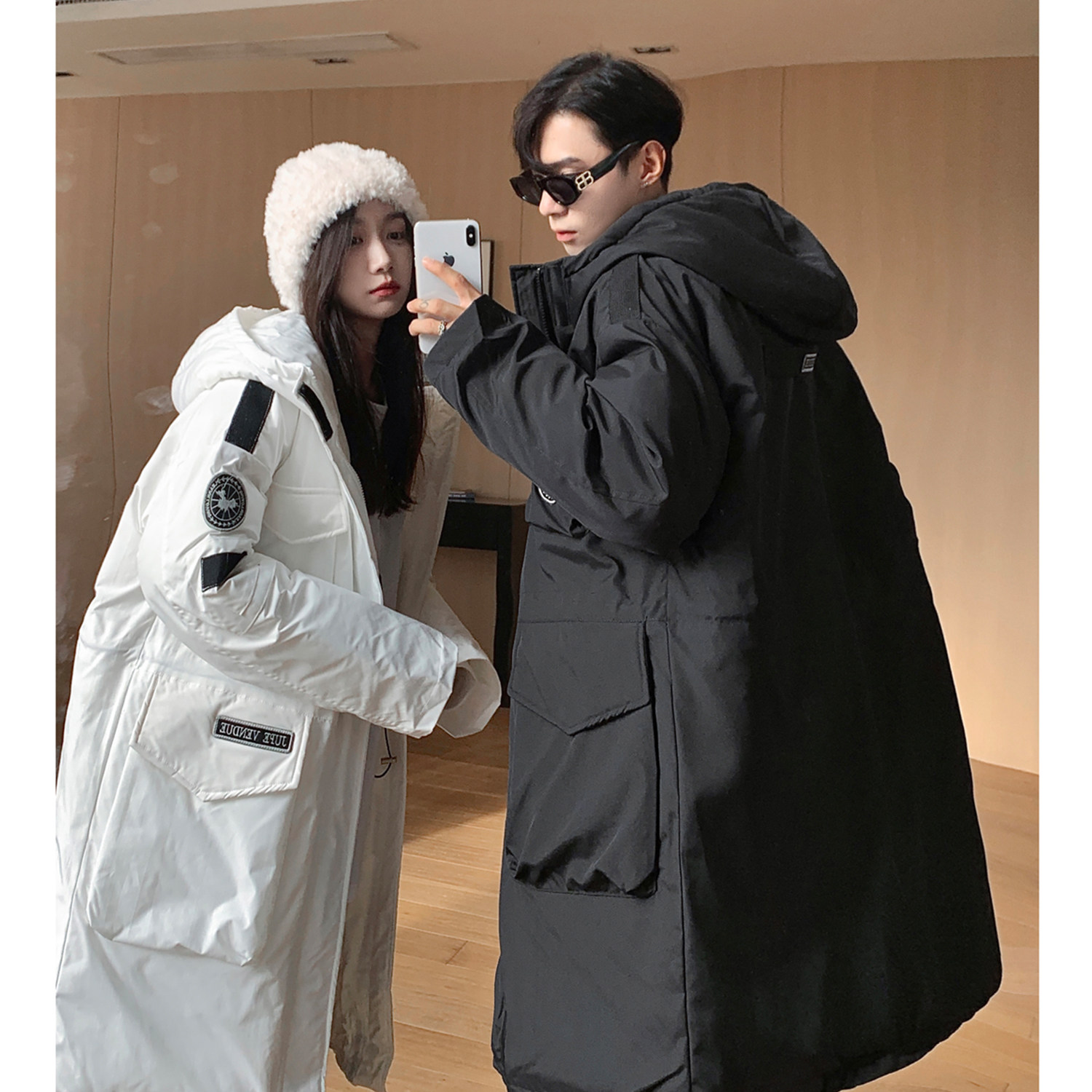 冬装新品美式工装中长款棉服情侣连帽棉衣宽松外套男H915P168,男装棉衣,电商A341
