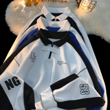 2024秋装新品长袖polo衫运动翻领情侣卫衣宽松学院风H752P68，男装卫衣，电商A341