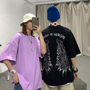 情侣装涅槃重生七彩烫金情侣短袖T恤大码衫 H525 P35 男类图片