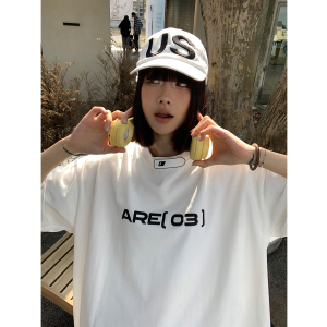 2023新品 潮宽松机车风印花情侣短袖短袖T恤衫上衣男女H836 P35图片