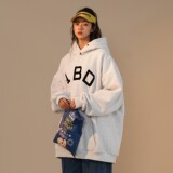 高品可供直播早春高街连帽植絨加厚排扣中性卫衣外套H701P68女类，女装卫衣/绒衫，电商A341