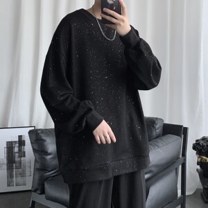 短句 中性满天星宽松闪光情侣卫衣外套男 H546 P38男图片