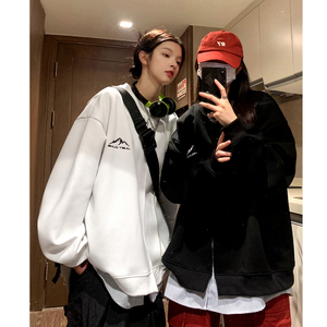 中性风秋装假两件秋装条纹衬衫拼接情侣卫衣宽松外套男女H867P68