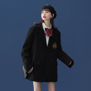 中性风 JK服 刺绣情侣休闲西装 学院风西服外套女 H535 P95 女类图片