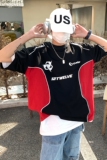 重磅美式高街宽松机车服撞色情侣短袖T恤印花半袖男H854P48，男装T恤，电商A341