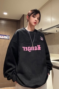 中性风 美式秋装鹿皮绒加厚加绒情侣卫衣结构上衣外套男女H899P68图片