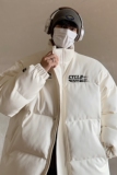 情侣装冬装美式印花机车皮棉服PU情侣棉衣面包服外套男H909P128，男装棉衣，电商A341