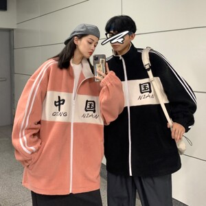 情侣装冬装 羊羔毛拼接绣花情侣棉衣 棉服外套 H574 P108 女类图片