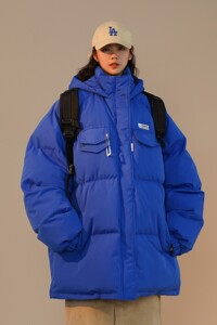 高品质可直播 冬装 克莱因蓝连帽加厚中性棉衣外套 H702 P138女类图片