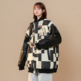 中性风冬装潮牌黑白格棒球服情侣夹克棉衣外套H684P118控148男，男装棉衣，电商A341