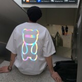 22情侣装夏装夜光反光熊情侣短袖T恤圆领大码半袖H615P35男类，男装T恤，电商A341