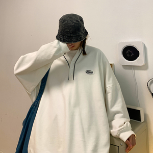 21港风秋装 男女情侣卫衣学院风宽松V领外套 H641P45 男类 控58图片