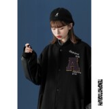 中性风宽松新款PU皮拼接呢料棒球服情侣外套H572P118男类，男装夹克，电商A341