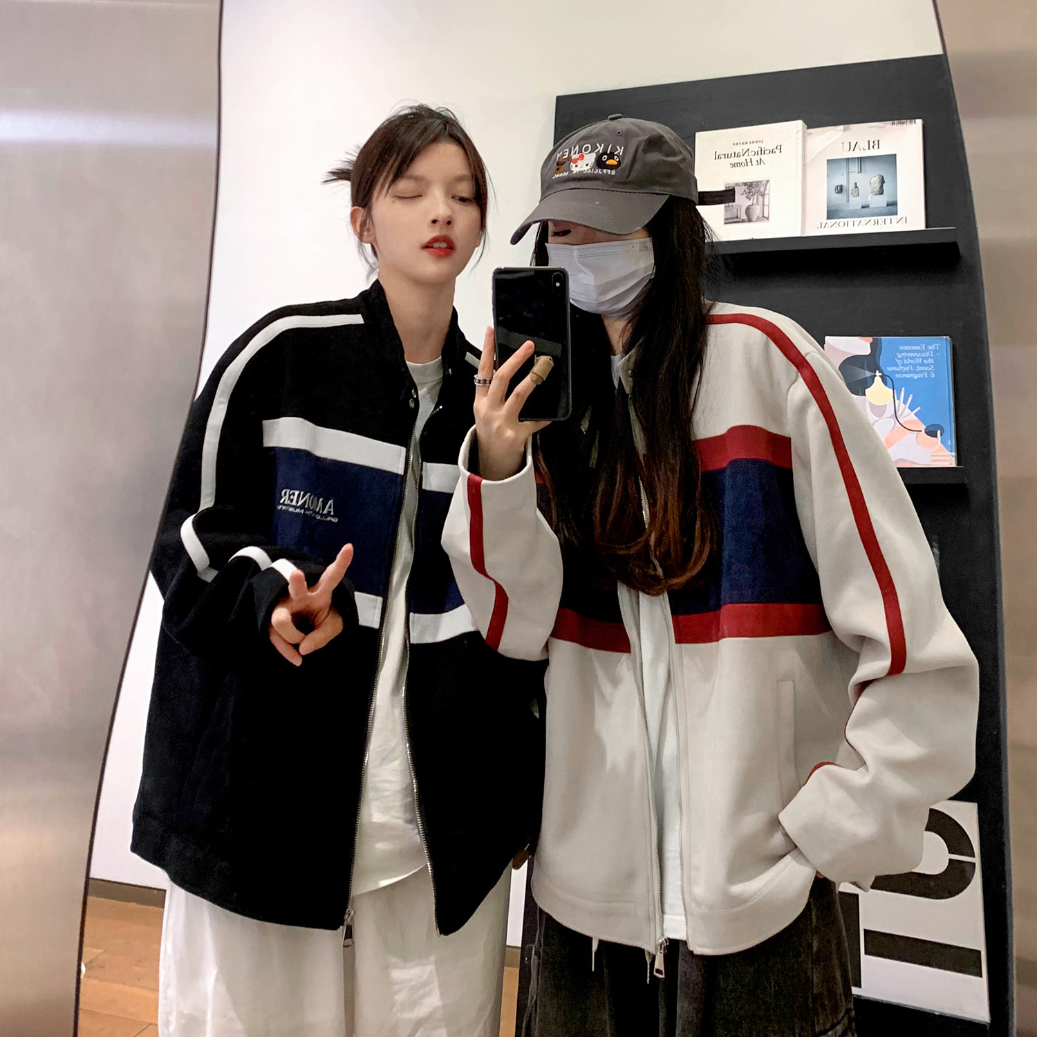 中性风秋装美式复古机车服拼接鹿皮绒夹克外套上衣男女H889P108,男装夹克,电商A341