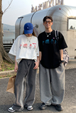 情侣装夏装印花情侣短袖T恤大码宽松上衣班服H733P30男类，男装T恤，电商A341