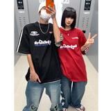 2023高街赛车服织带圆领情侣短袖T恤衫宽松运动服男H829P38，男装T恤，电商A341