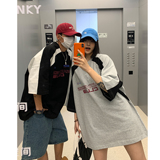 情侣装夏装潮插肩袖撞色赛车服情侣短袖T恤印花上衣男H834P38，男装T恤，电商A341