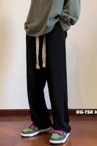 A341 秋装新款 坑纹卫裤抽绳宽松休闲裤长裤 KH10 P48控65 男图片