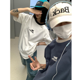 主推情侣装复古织带运动型情侣短袖T恤衫插肩袖体恤H825P38男，男装T恤，电商A341