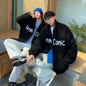 情侣装冬装 羊羔毛印花卡通动漫情侣棉衣加厚外套 H685 P118女类图片