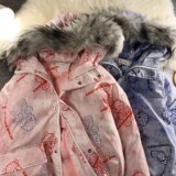 地毯风冬装涂鸦熊大毛领加厚情侣衣外套H577P138控168女类，女装棉衣/棉服，电商A341