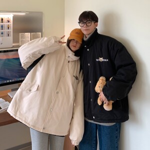 港风冬装 羊羔毛加厚情侣棉衣工装外套 H697 P118控148女类图片