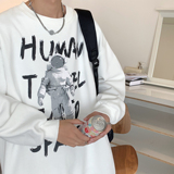 21秋季大码涂鸦宇航员印花圆领情侣卫衣潮牌上衣H655P45控58，男装卫衣，电商A341