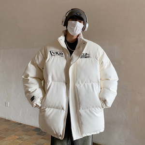 情侣装冬装 美式印花机车皮棉服PU情侣棉衣面包服外套男 H909P128图片