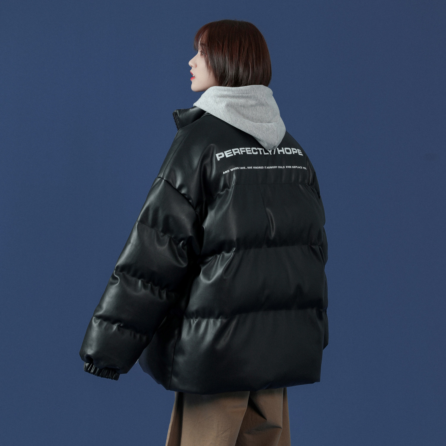 中性风 印花情侣皮棉衣羽绒棉外套棉服 H597 P118 男类图片