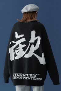 21中性风 新款 字母提花中性宽松情侣毛衣 H565 P78 女类图片
