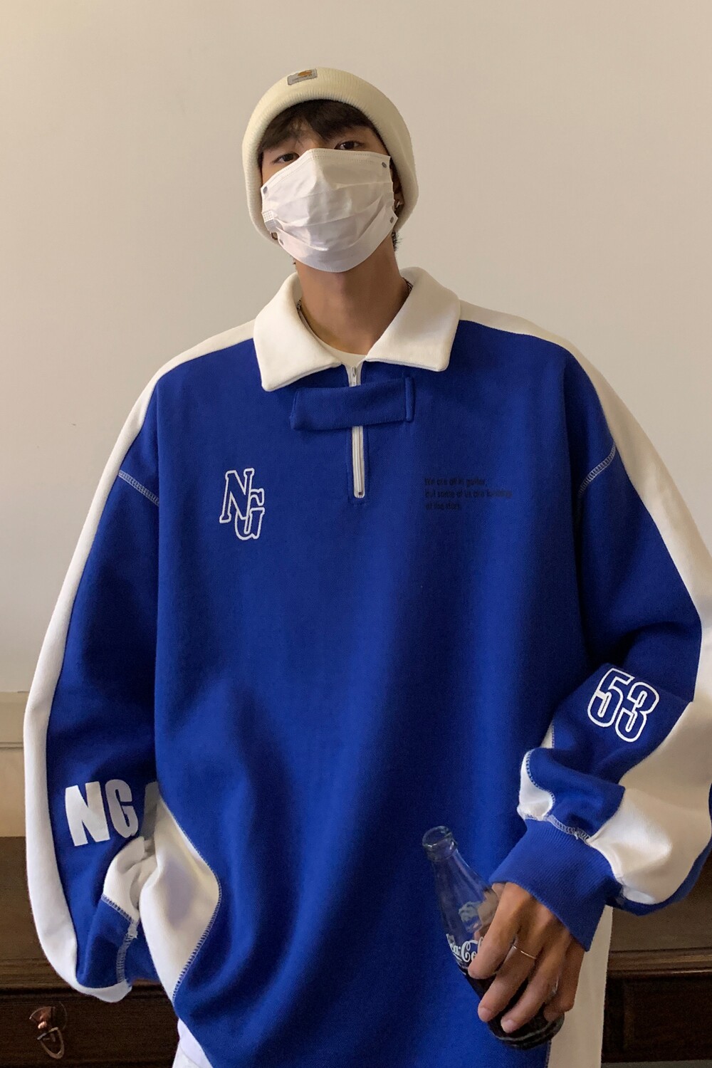 秋装新品长袖polo衫运动翻领情侣卫衣宽松学院风H752P68男,男装卫衣,电商A341