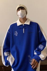 秋装新品 长袖polo衫运动翻领情侣卫衣宽松学院风 H752 P68 男图片