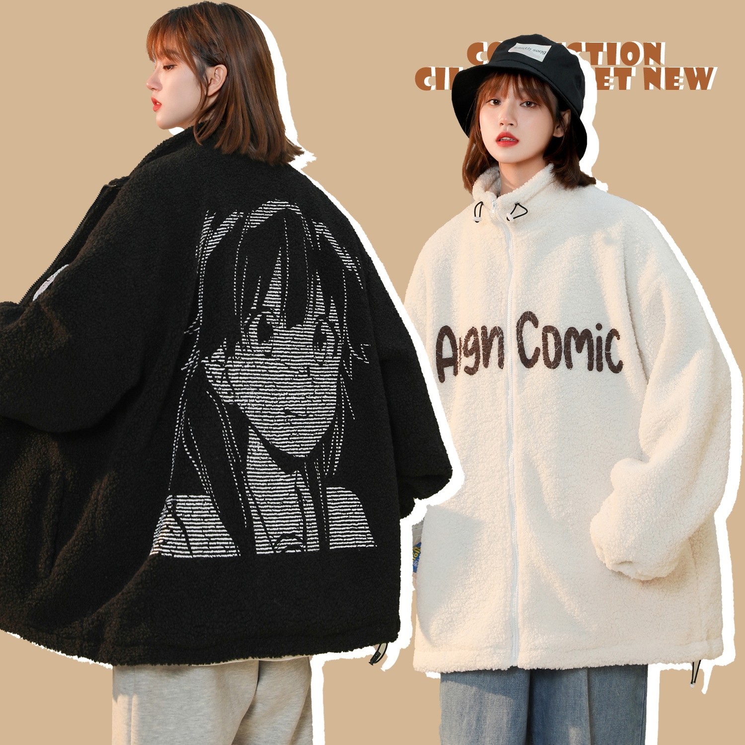 中性风新品 潮卡通动漫加厚羊羔毛情侣棉衣 H685 P118男类图片