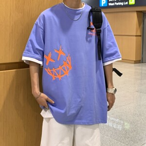 2023夏装新款 小恶魔印花情侣短袖夏装学生班服 H606 P35 男类图片