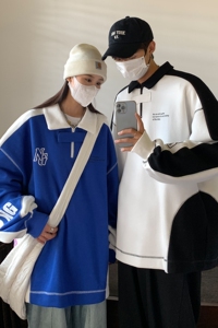 情侣装秋装 长袖polo衫运动翻领情侣卫衣宽松学院风 H752 P68 男图片