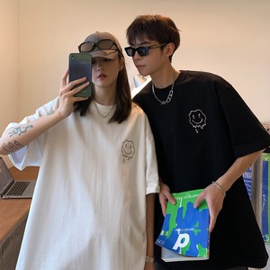 主推 情侣装夏装 字母笑脸印花情侣短袖T恤大码团购 H741 P30女类图片