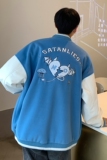主推港风毛呢拼接PU皮棒球服毛巾绣情侣夹克外套棉衣H678P118男，男装夹克，电商A341