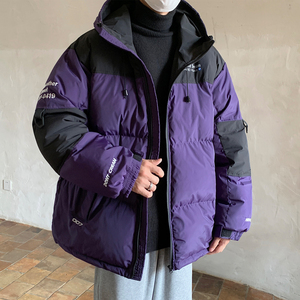 主推 美式撞色工装冲锋衣情侣棉服面包服连帽外套男H911 P138图片